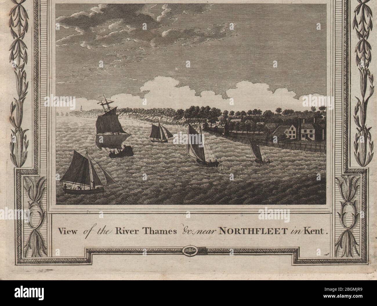 View of the River Thames &c. near Northfleet in Kent. THORNTON 1784 old