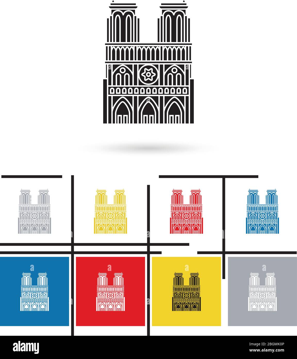 Notre Dame de Paris icon or notre Dame de Paris sign. Vector notre Dame de Paris pictogram Stock