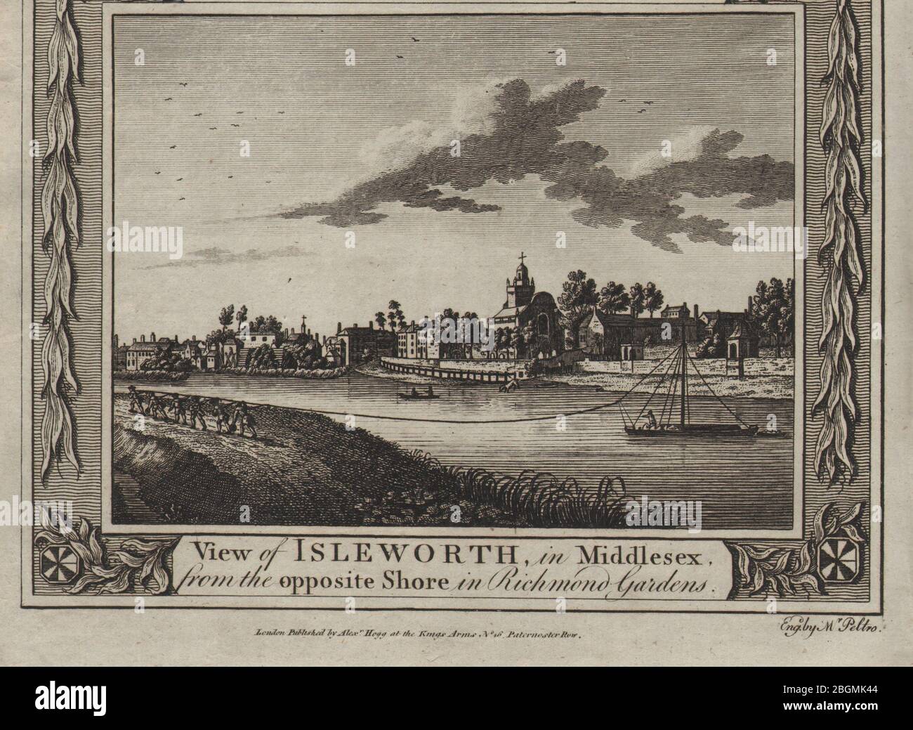 View of Isleworth from Richmond Old Deer Park. All Saints' Church. THORNTON 1784 Stock Photo