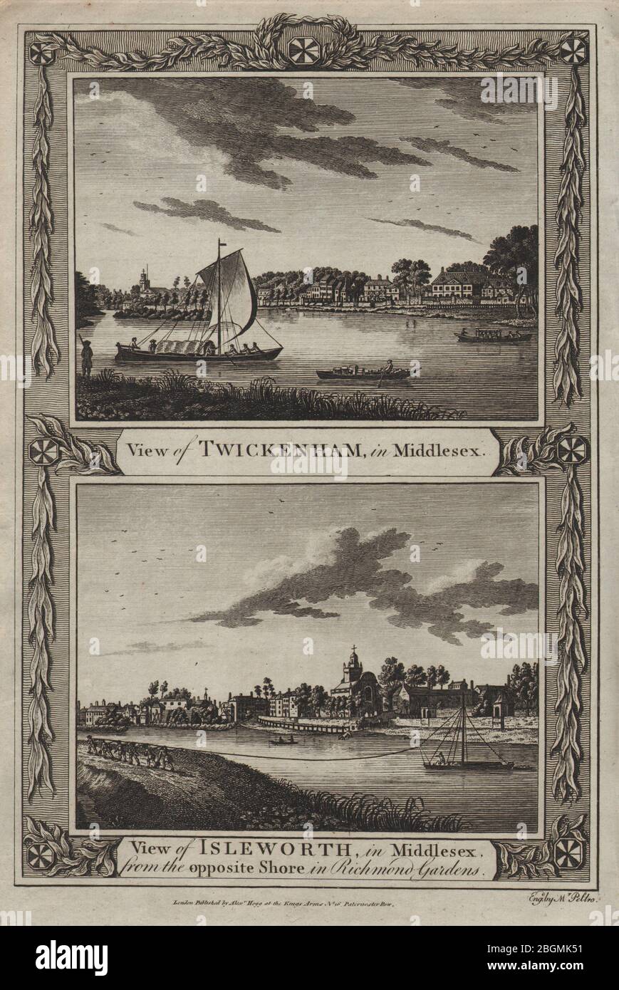 Views of Twickenham, and of Isleworth from Richmond Old Deer Park. THORNTON 1784 Stock Photo