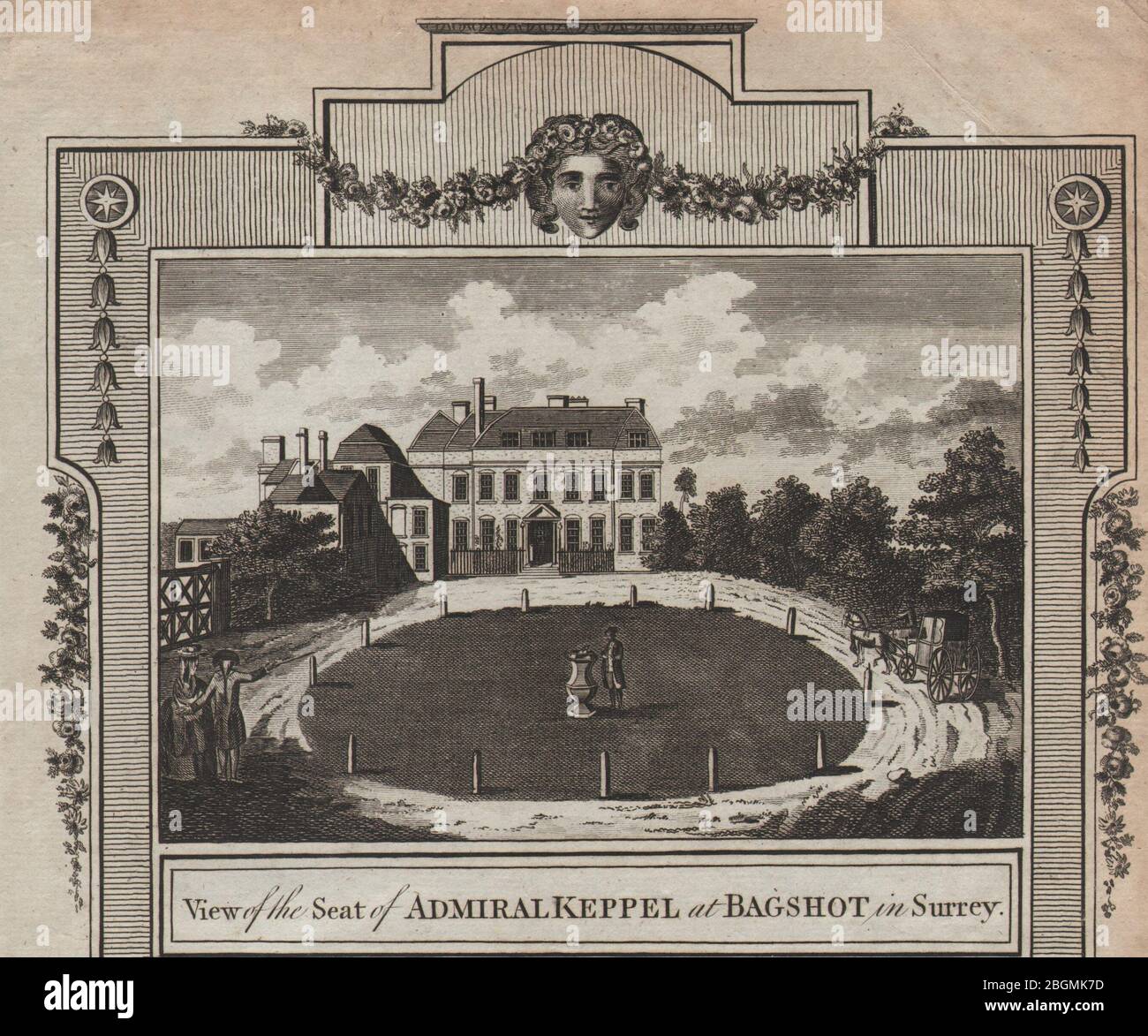 The original Bagshot Park, Surrey. George Keppel Earl of Albemarle THORNTON 1784 Stock Photo
