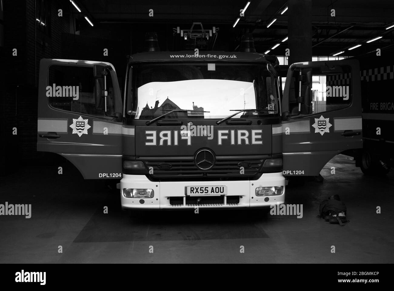 Fire engine, Upper Street, Islington, London N1 Stock Photo