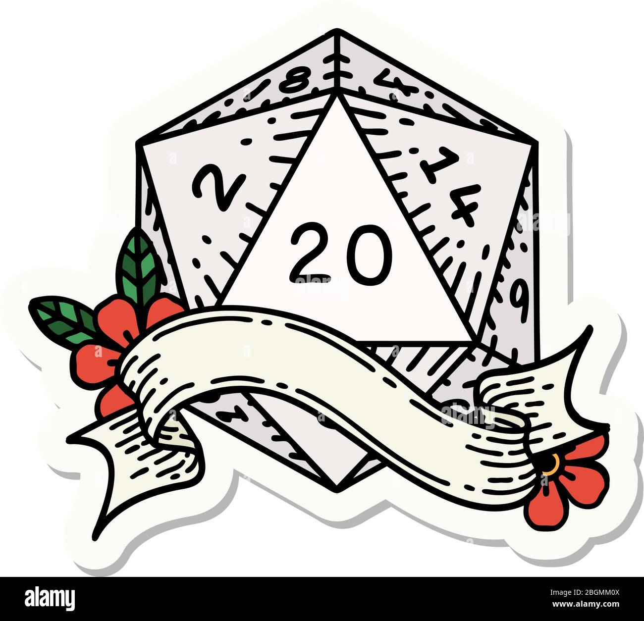 Twenty D sticker of a natural twenty D20 dice roll Stock Vector Image & Art - Alamy