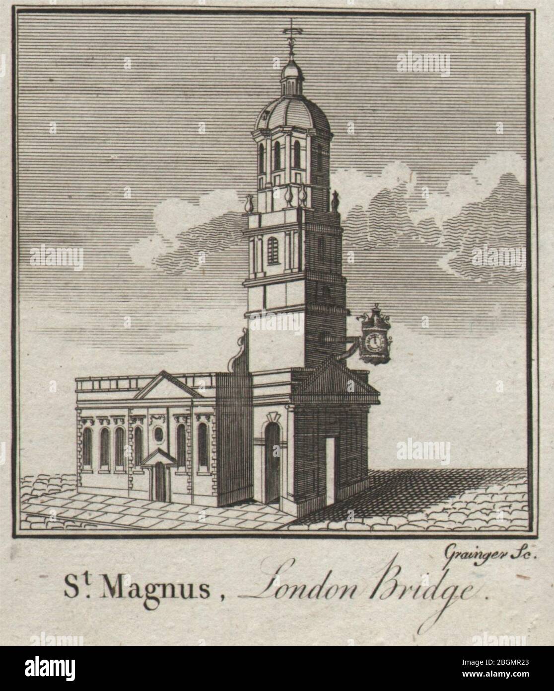 St. Magnus-the-Martyr church, London Bridge. Wren. City. SMALL. THORNTON 1784 Stock Photo