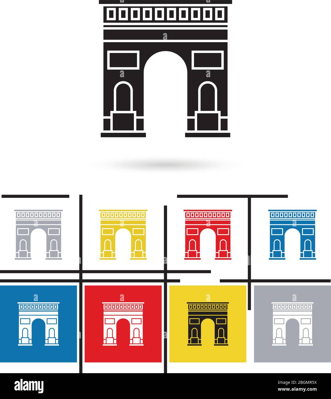 Triumphal Arch in Paris icon or Triumphal Arch sign. Vector Triumphal Arch in Paris pictogram Stock Vector