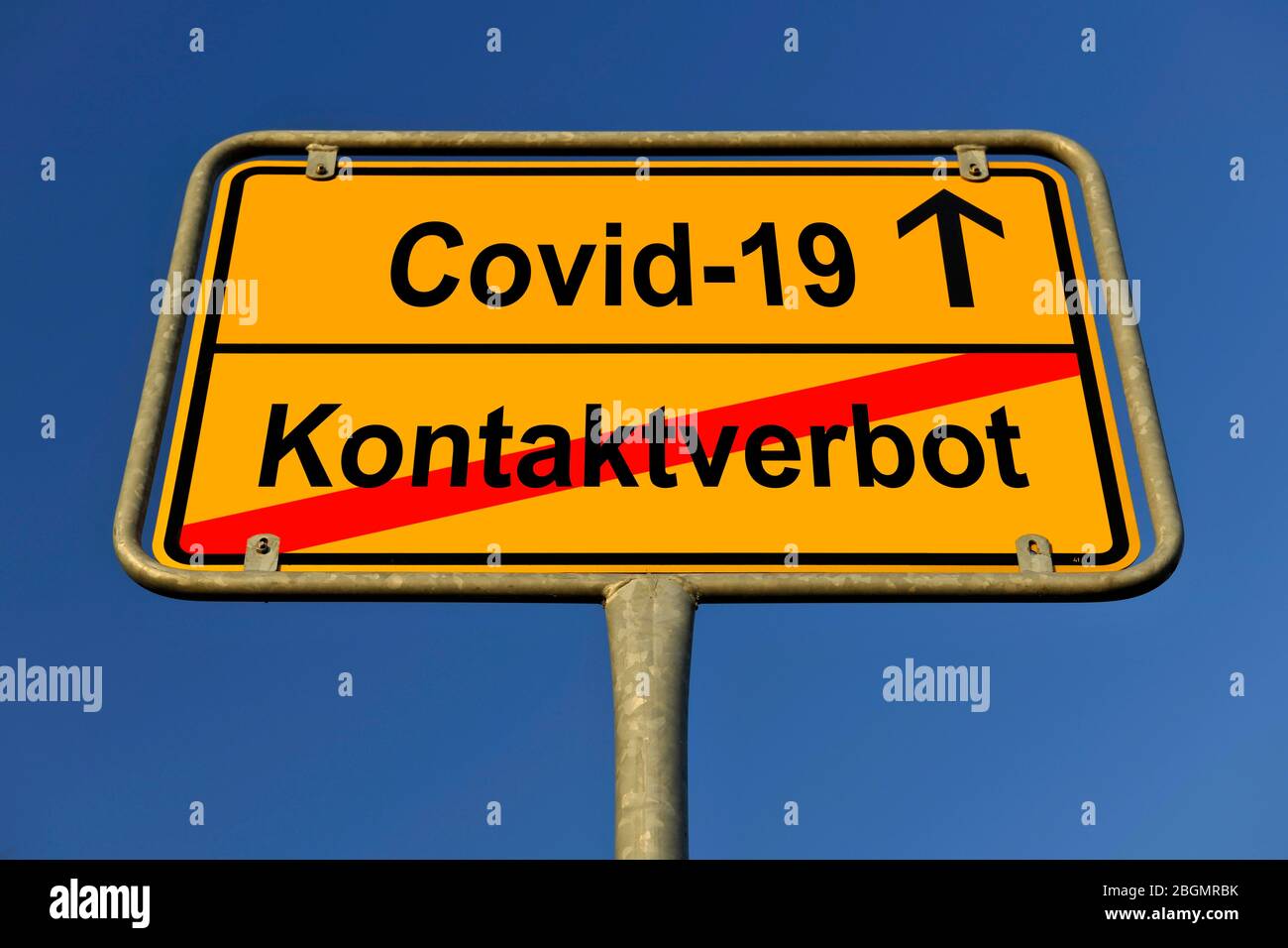 Digital Composing, symbolic image, place-name sign, lifting or easing of contact ban and curfew, Coronavirus, Covid-19, Germany Stock Photo
