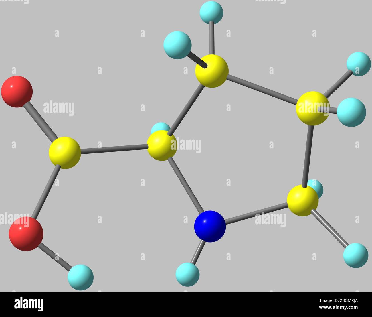 Proline Is An Alpha Amino Acid That Is Used In The Biosynthesis Of Proteins 3d Illustration Stock Photo Alamy