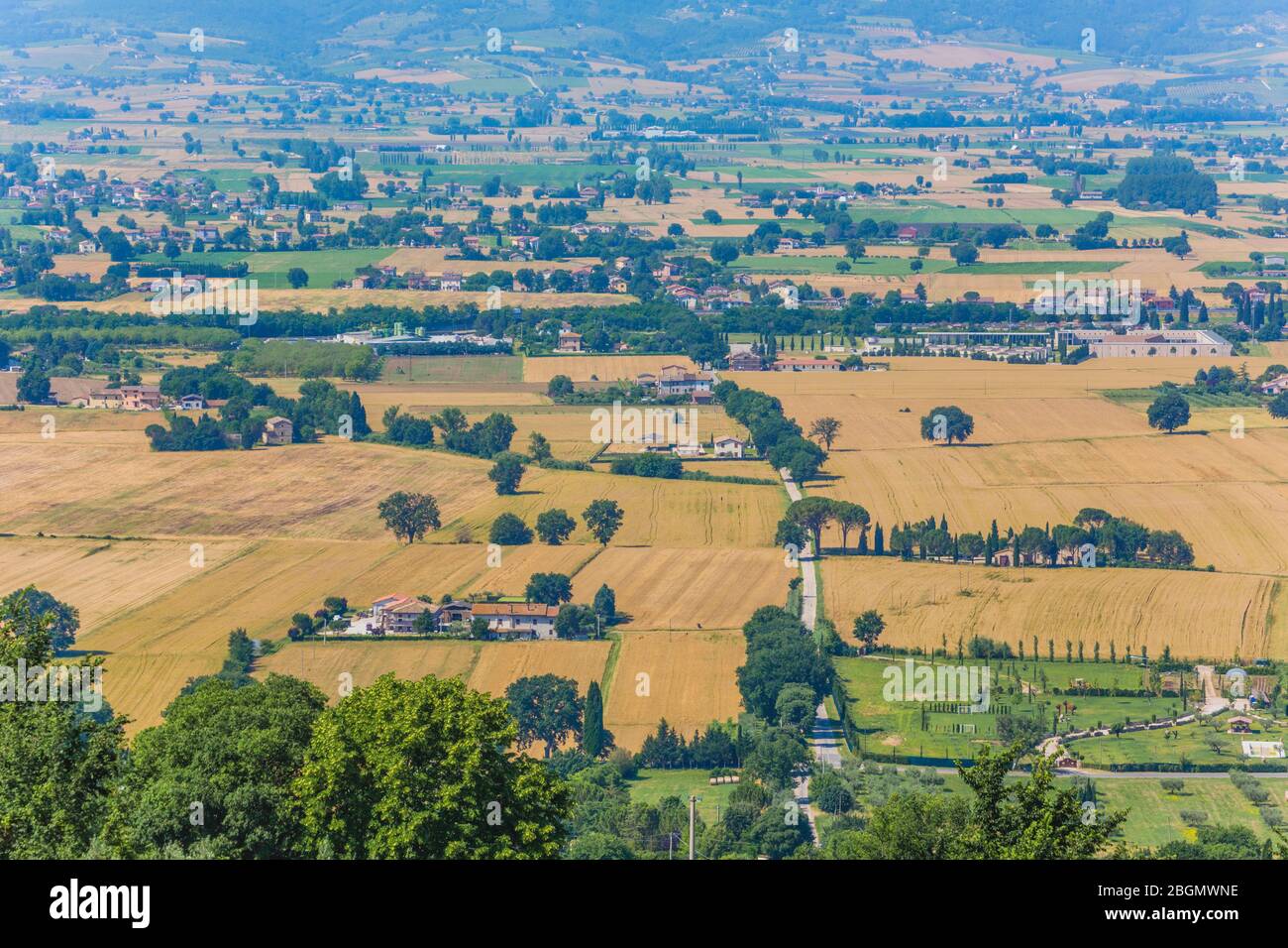 Umbrian countryside in front of Assisi, Perugia Province, Umbria, Italy. Stock Photo