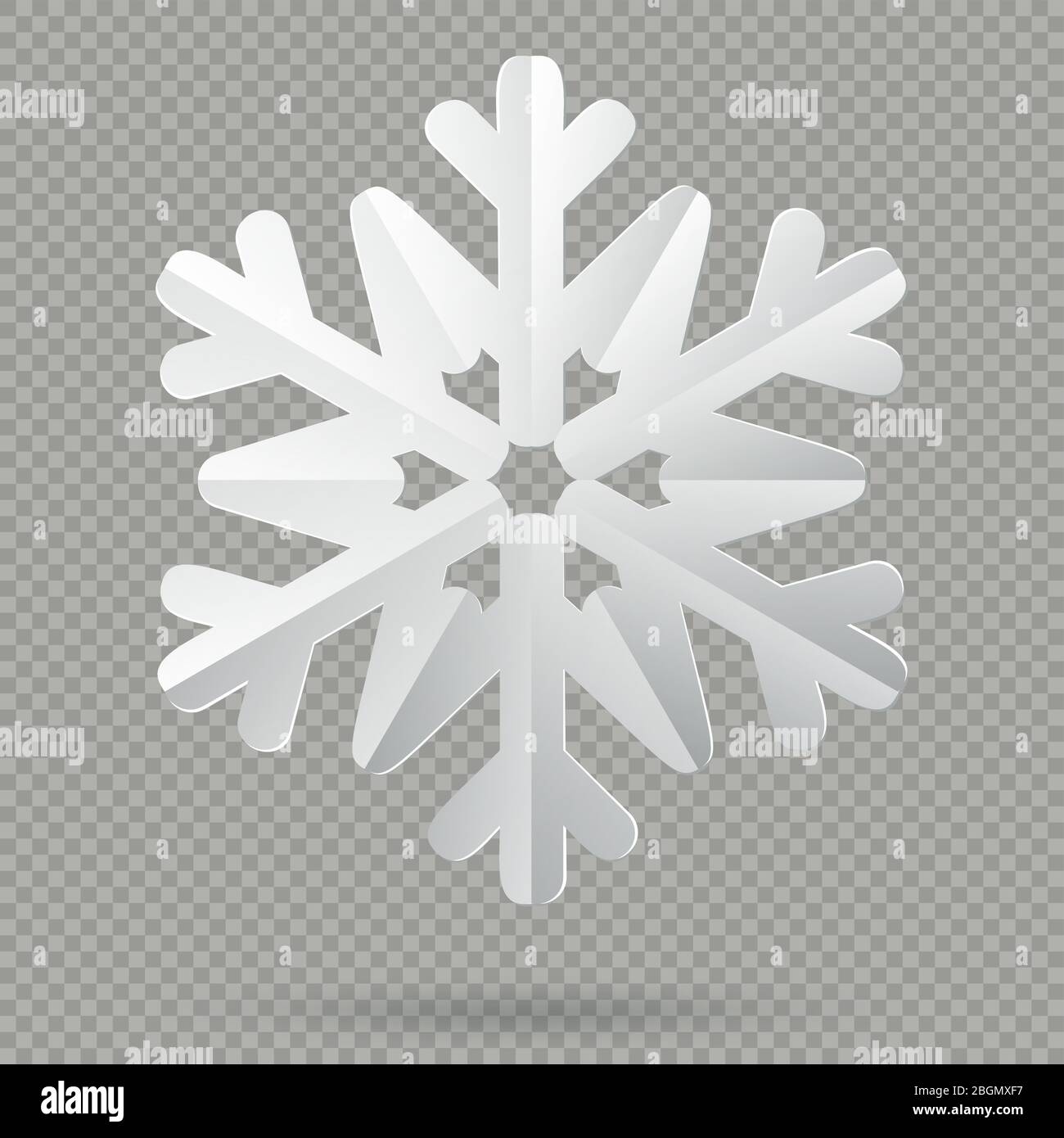 White realistic folded paper Christmas snowflake with shadow isolated ...