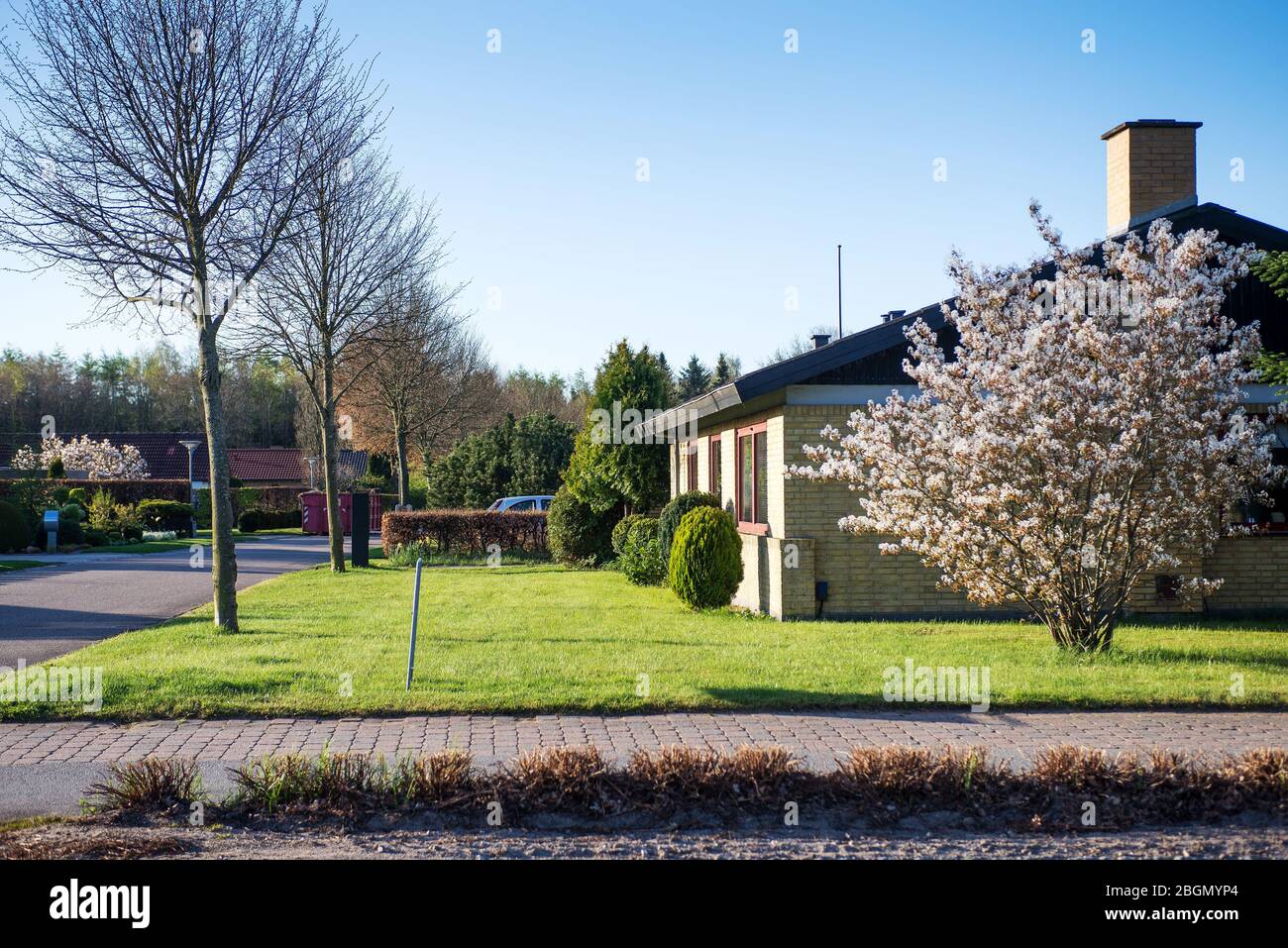 Billund, Denmark 25 April 2014 Small cozy city Billund. Houses