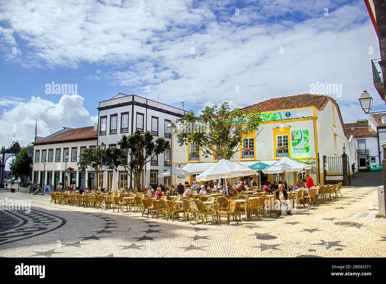 urban scenery at Ponta Delgada, capital city of the Azores at São ...