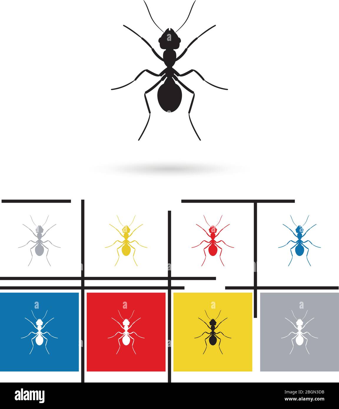 Ant silhouette icon or ant silhouette sign. Vector ant silhouette ...