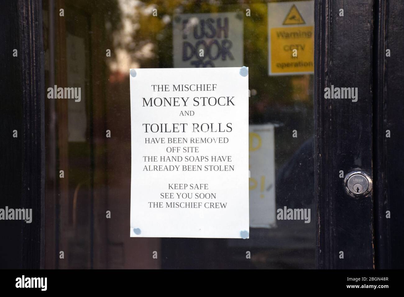 Sign in closed pub window in Norwich during Coronavirus lockdown no