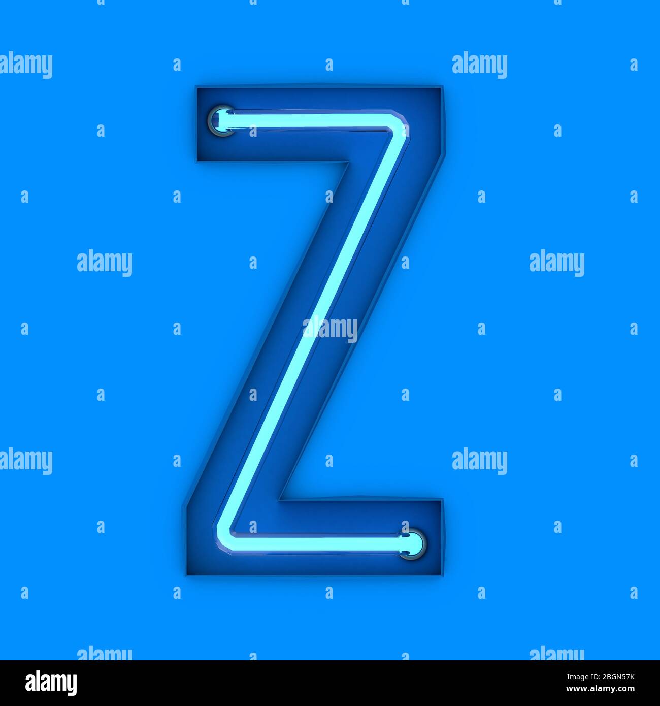 Neon style light letter Z. Glowing neon Capital letter. 3D rendering Stock Photo