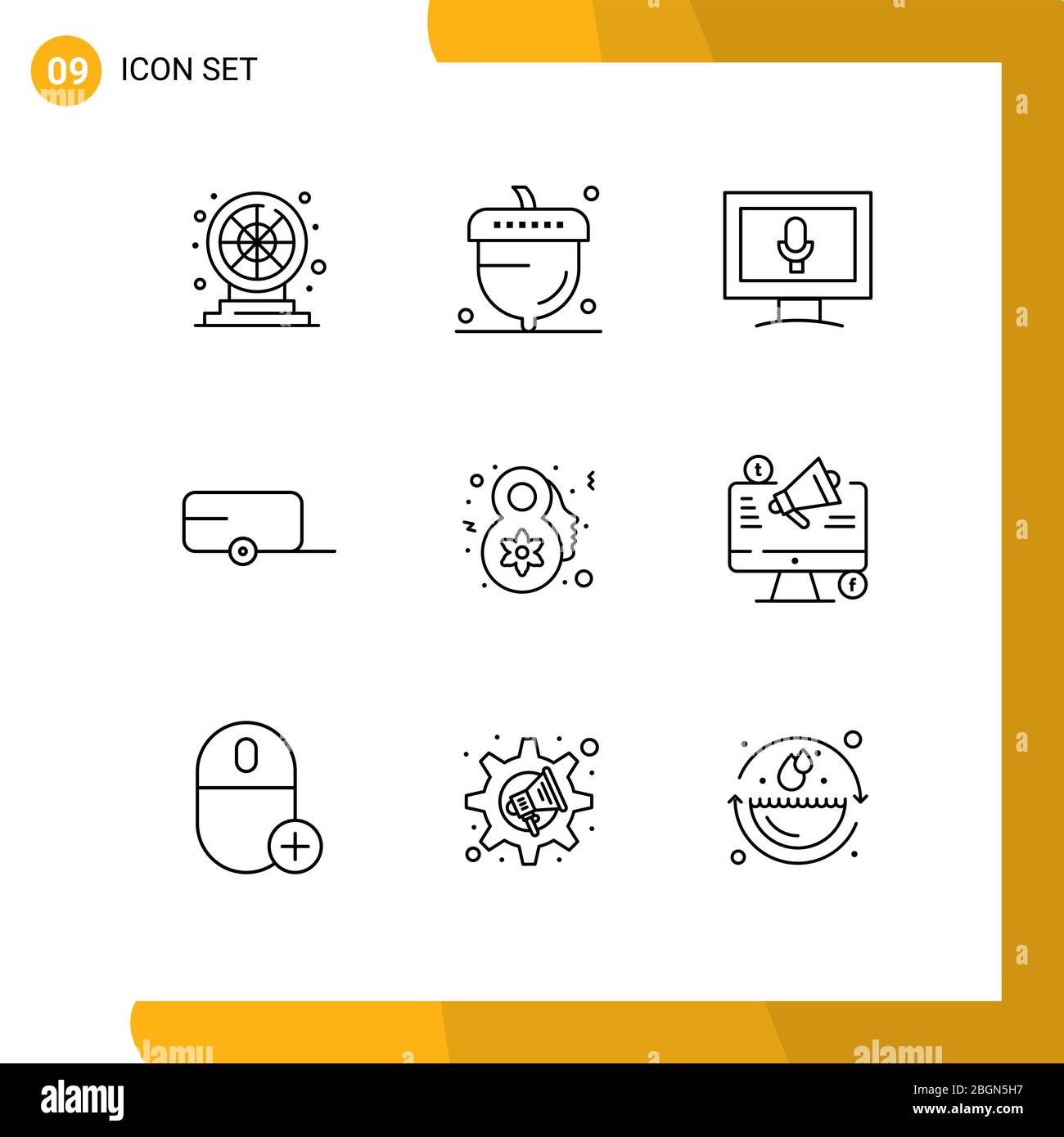 User Interface Pack of 9 Basic Outlines of celebrate, eight march, season, vehicle, farmer Editable Vector Design Elements Stock Vector