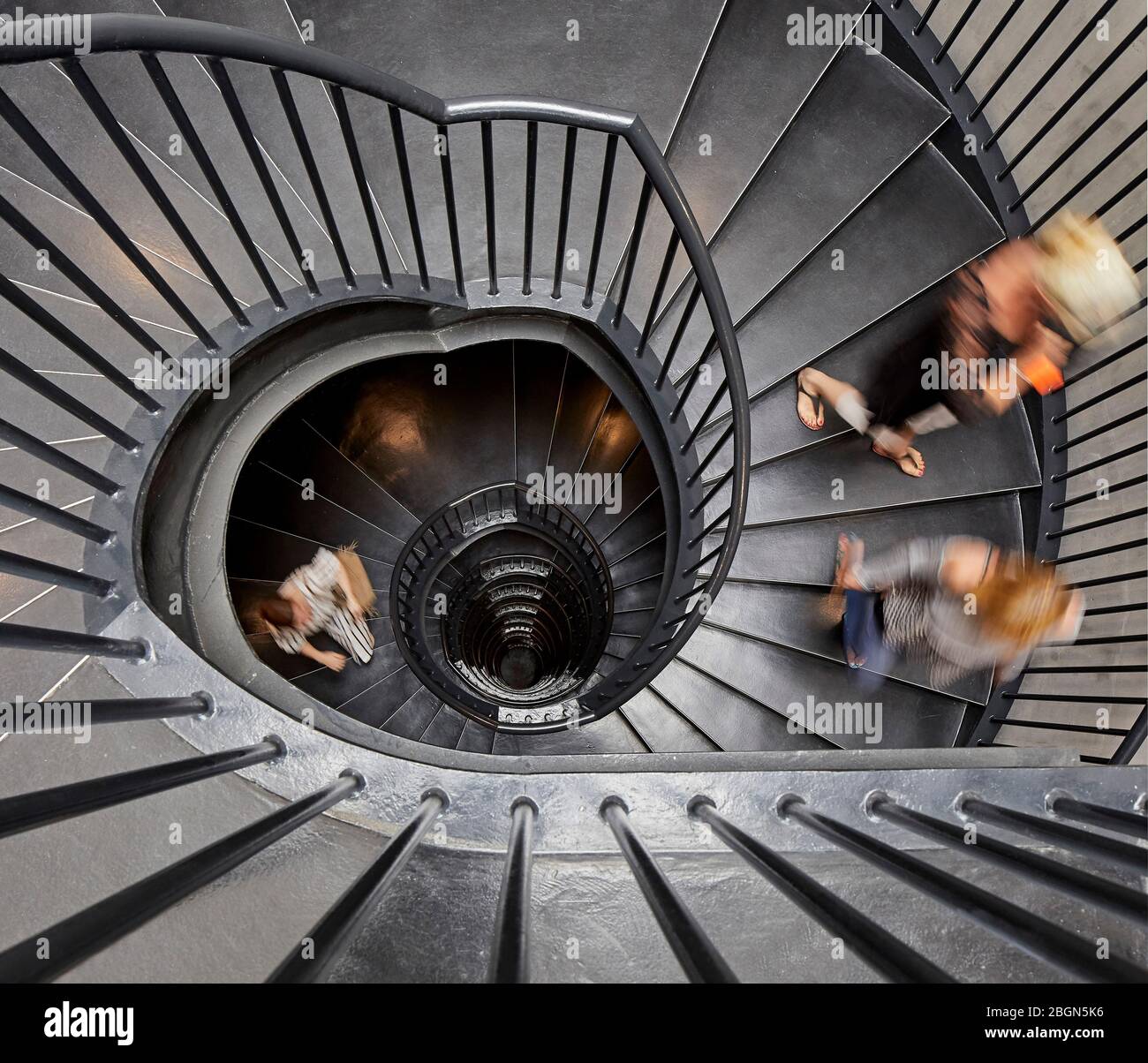 Interior view of spiral staircase. Zeitz MOCAA, Cape Town, South Africa. Architect: Heatherwick Studio, 2017. Stock Photo