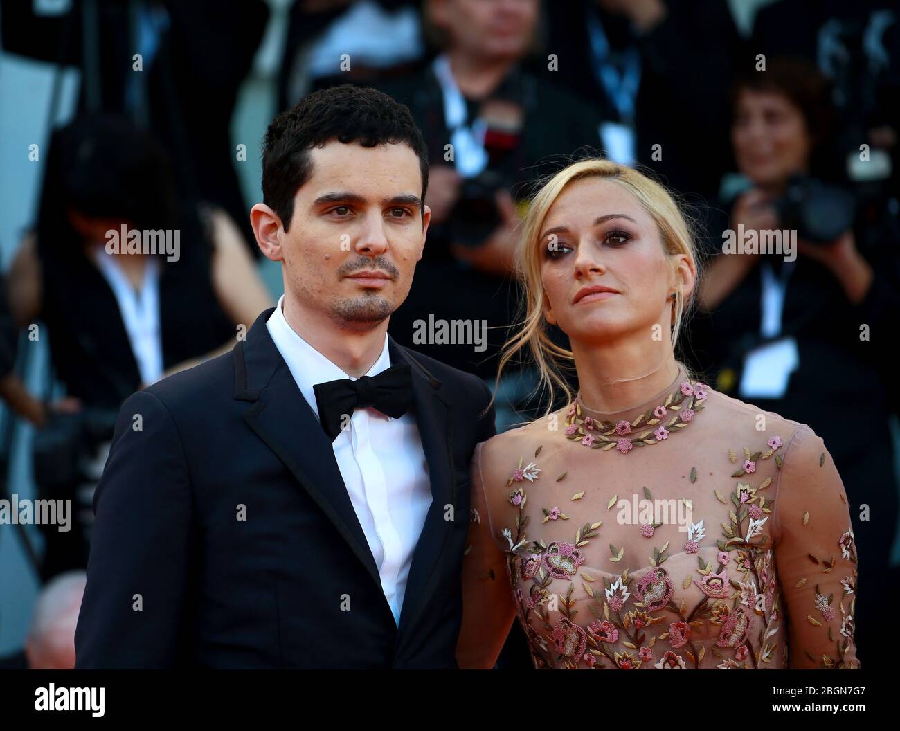 VENICE, ITALY - AUGUST 29: Olivia Hamilton and Damien Chazelle during the red carpet of the 'First Man' screening during the 75th Venice Film Festival Stock Photo