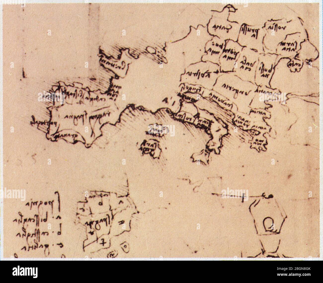 Carte de l'Europe méridionale dessinée par Leonardo da Vinci Stock Photo -  Alamy