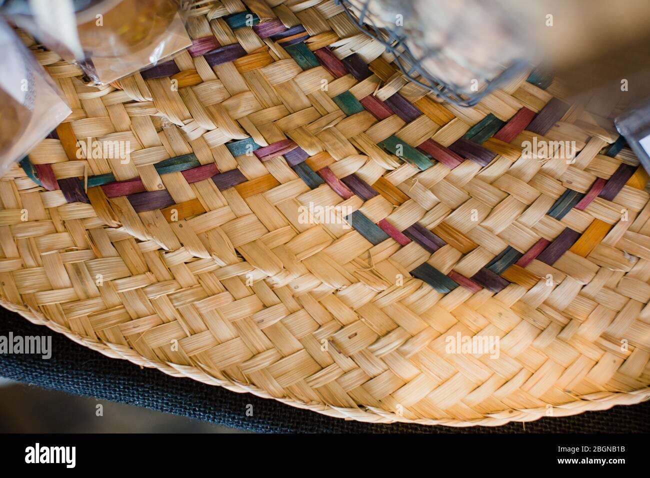 Wicker Woven Texture Background weaving from straw Stock Photo
