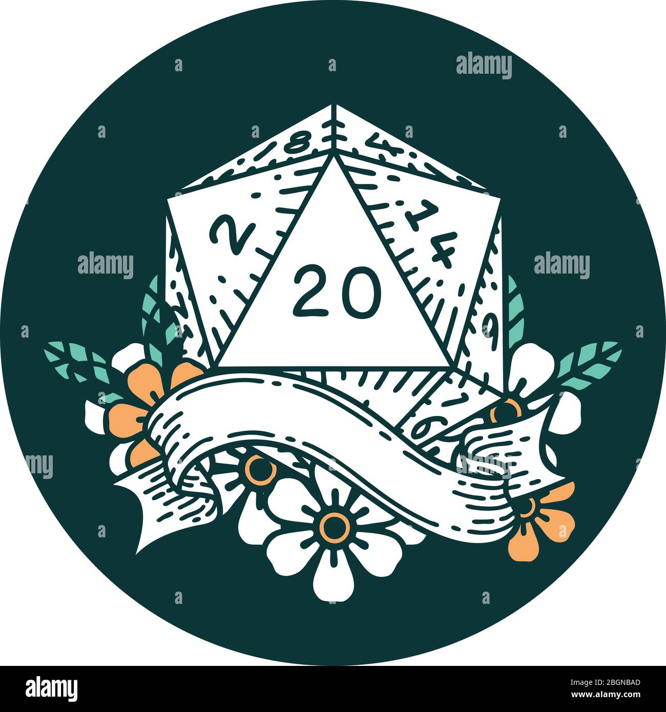 icon of natural twenty D20 dice roll Stock Vector Image & Art - Alamy