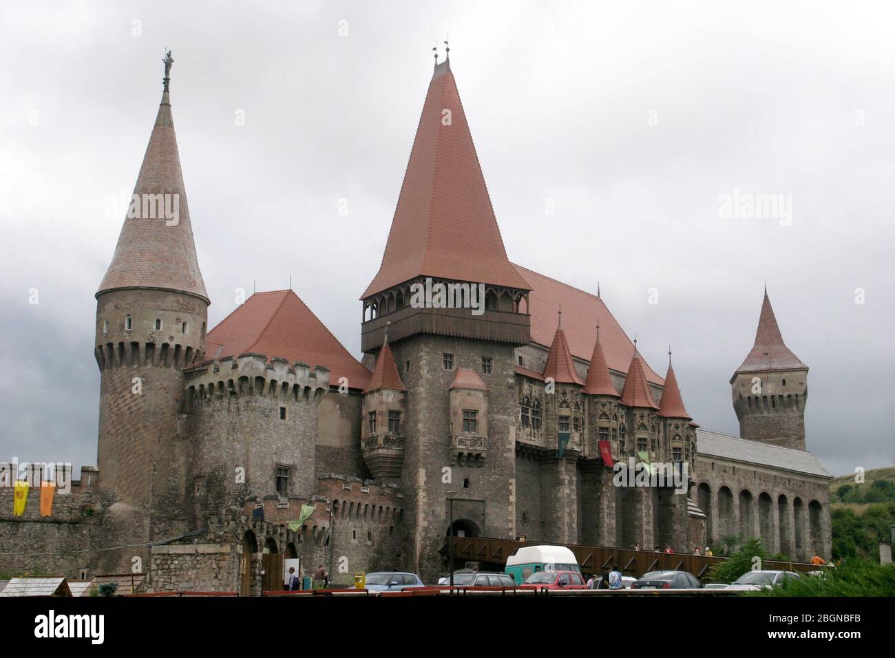 Exterior view of the medieval Corvin Castle in Hunedoara, Romania Stock Photo