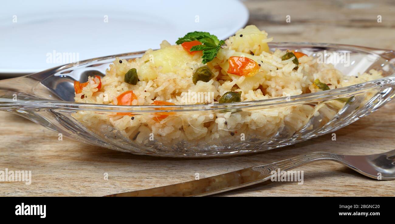 indian rice dish or veg biryani, veg pulav, Indian vegetable pulao in a