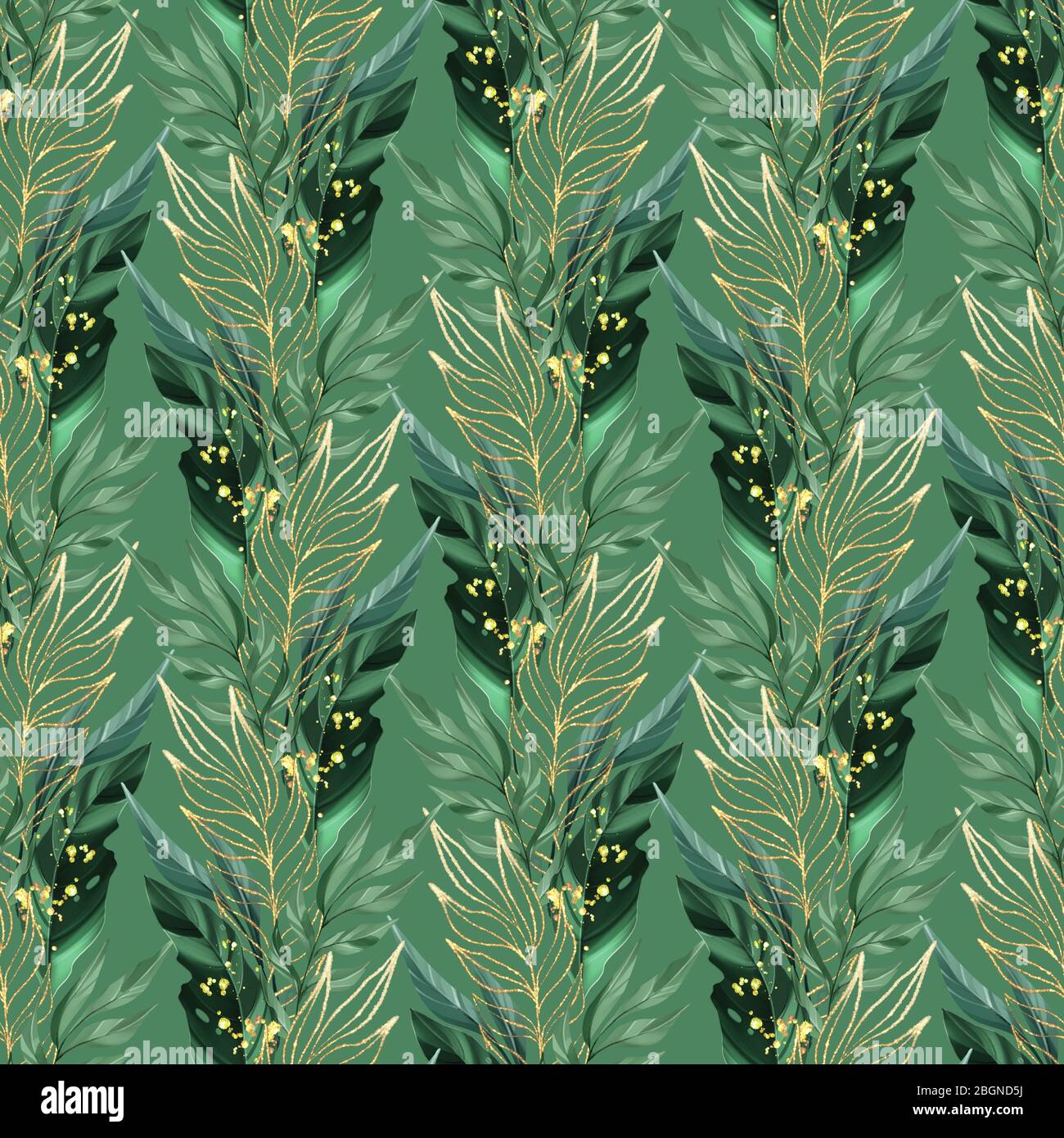 Floral pattern. Seamless background with green leaves Stock Photo - Alamy