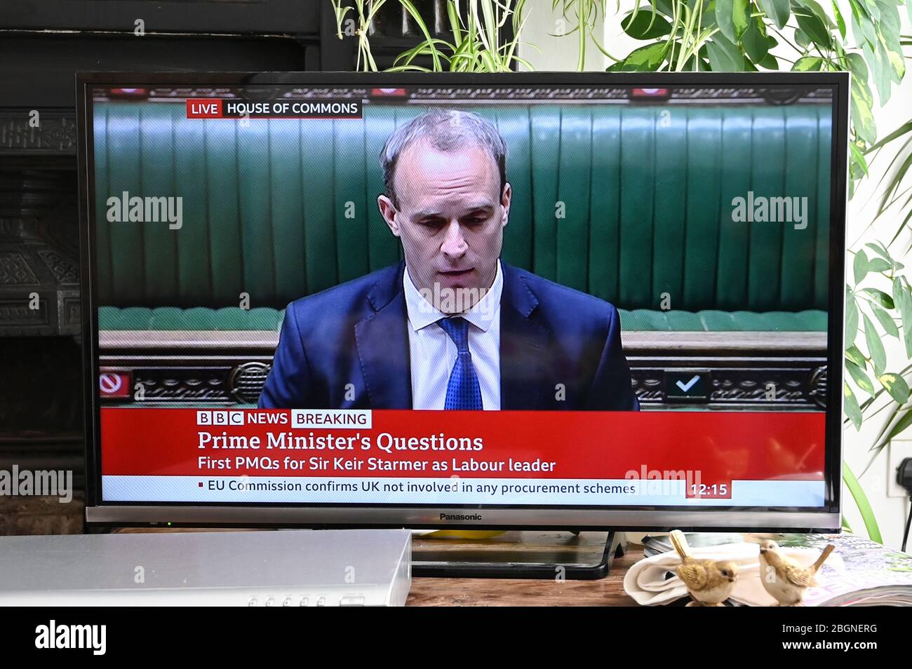 Dominic Raab, 'deputy' Prime Minister, answering questions about Covid testing from the new Leader of the Labour Party Sir Keir Starmer at PMQs. Stock Photo
