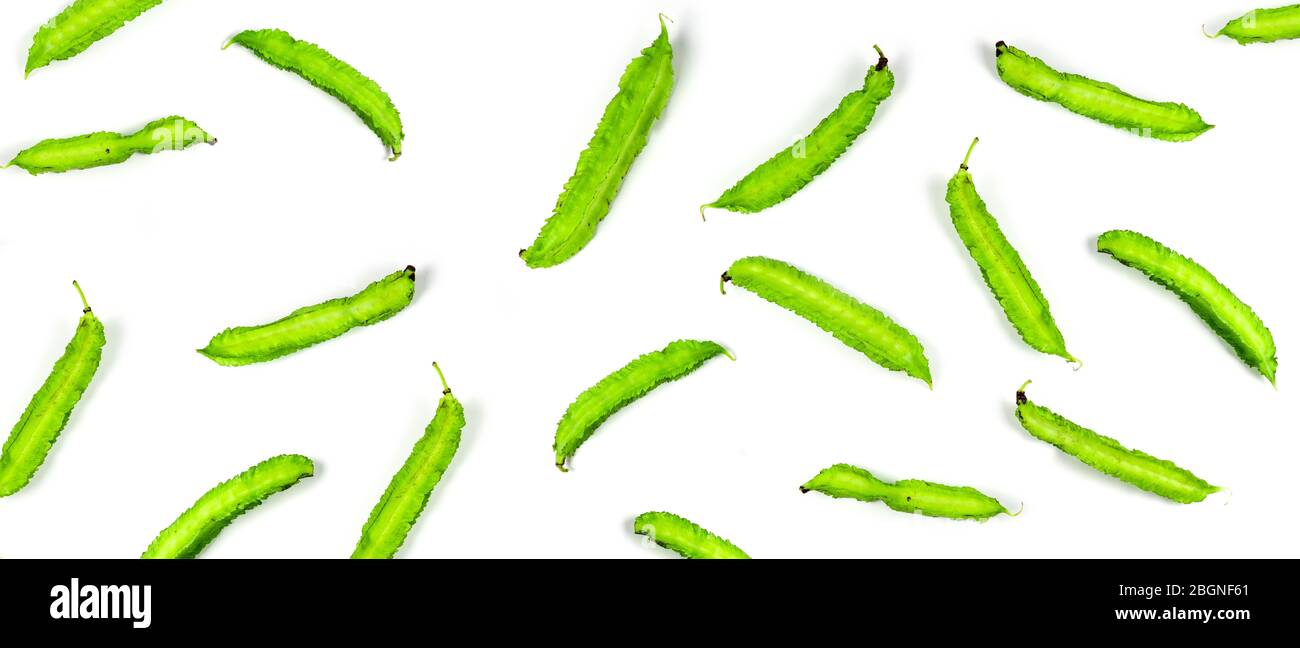 Winged beans on white background isolate. Vegetables to eat with chili