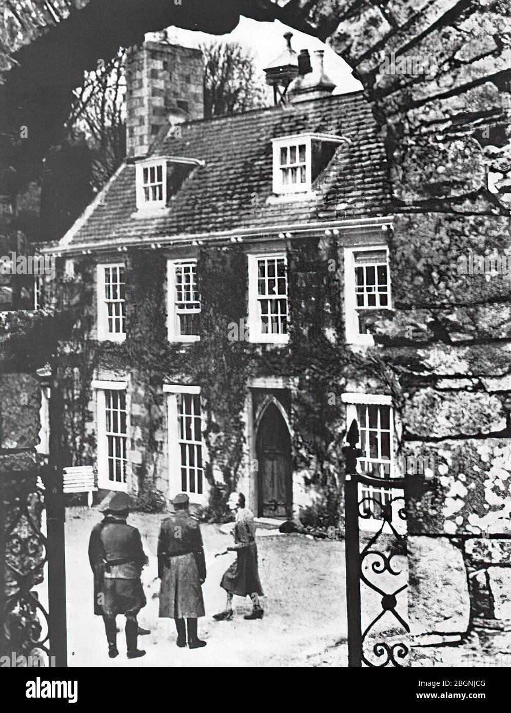 Heiress of Sark Lady of the island that bears her name meets German officers in the yard of her property Stock Photo