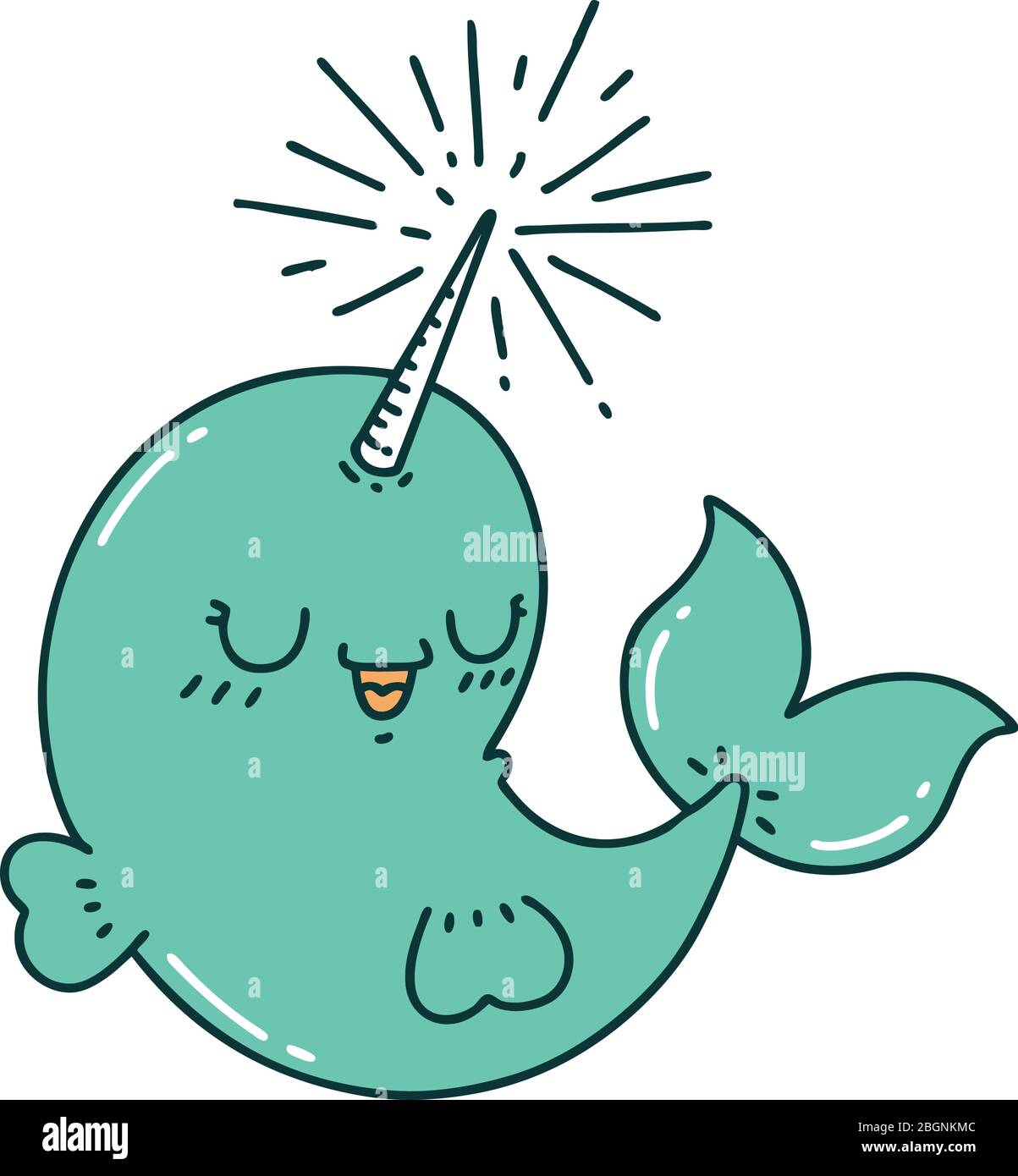 Illustration Of A Traditional Tattoo Style Happy Narwhal Stock Vector Illustration of a traditional tattoo style happy narwhal stock vector