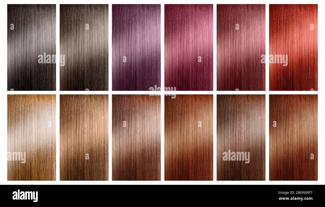 Hair tints colors set palette on white background Stock Photo