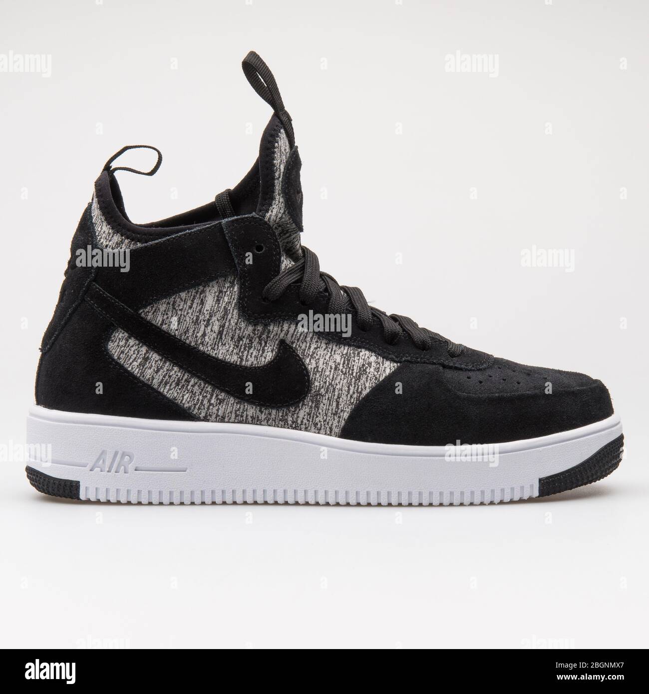 VIENNA, AUSTRIA - AUGUST 14, 2017: Nike Air Force 1 Ultraforce Mid Premium  black and white sneaker on white background Stock Photo - Alamy