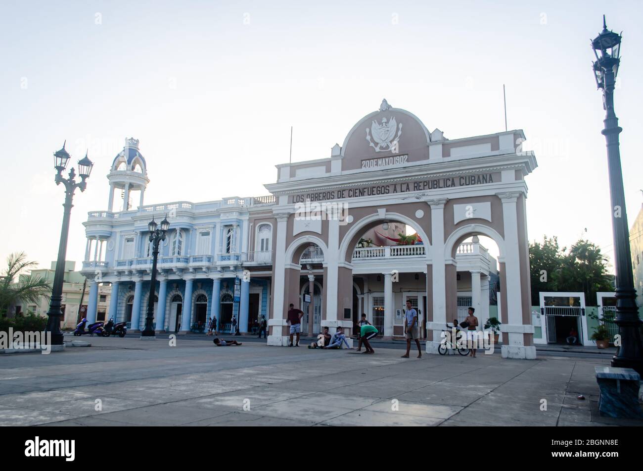 Palacio Ferrer and the Arch of Triumph in Cienfuegos Stock Photo