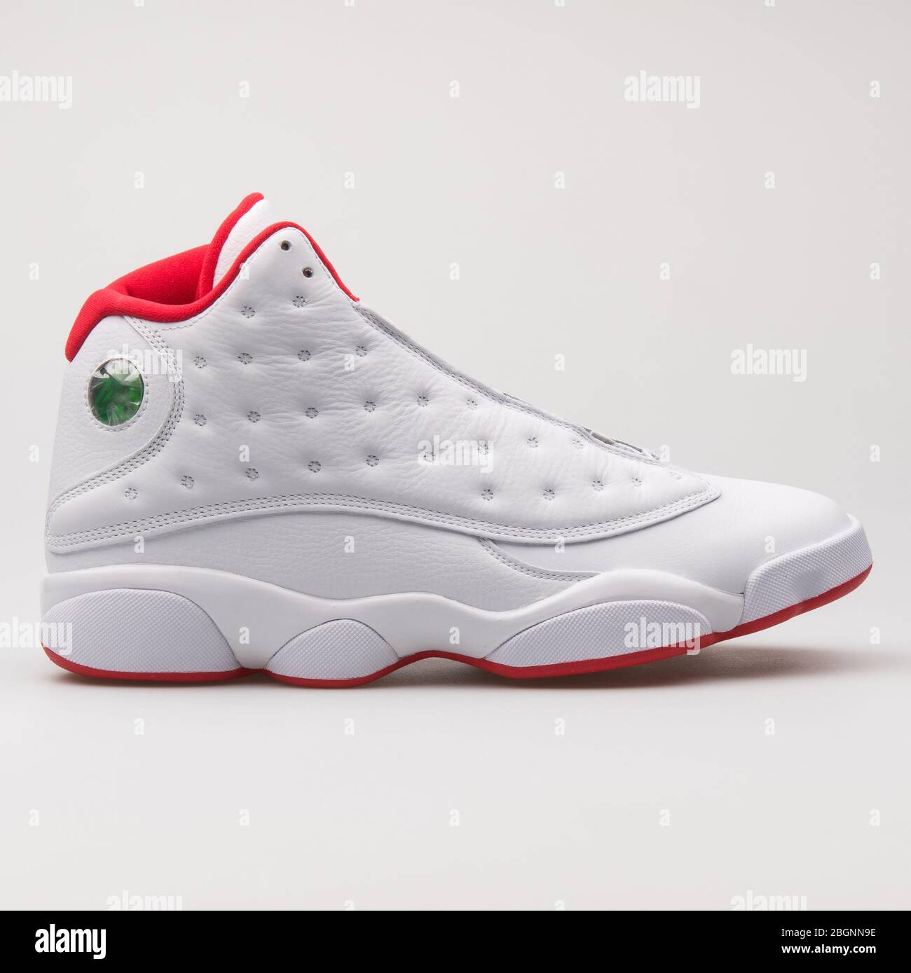 VIENNA, AUSTRIA - AUGUST 16, 2017: Nike Air Jordan 13 Retro white and red  sneaker on white background Stock Photo - Alamy