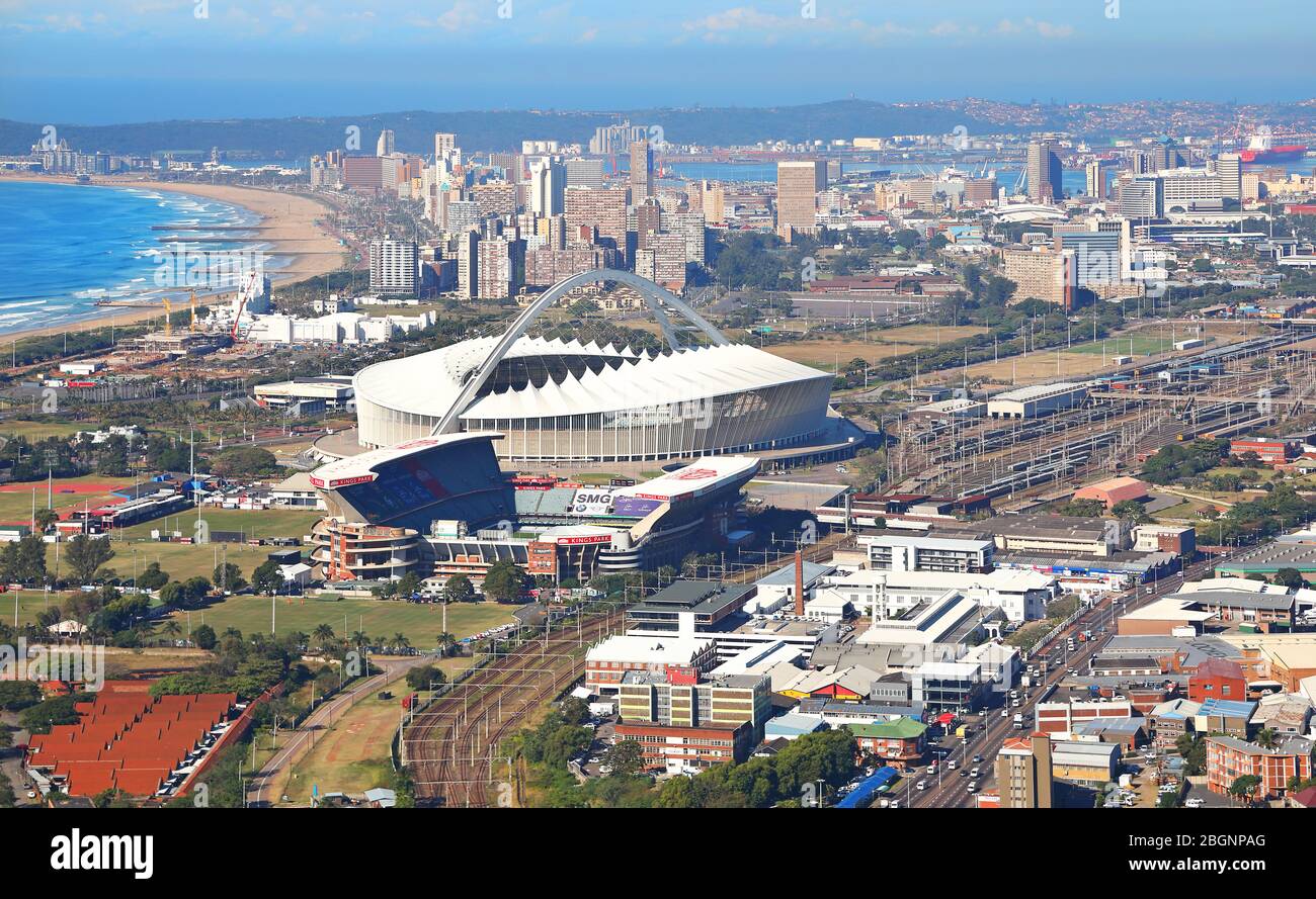 Aerial view of Moses Mabhida Stadium Stock Photo