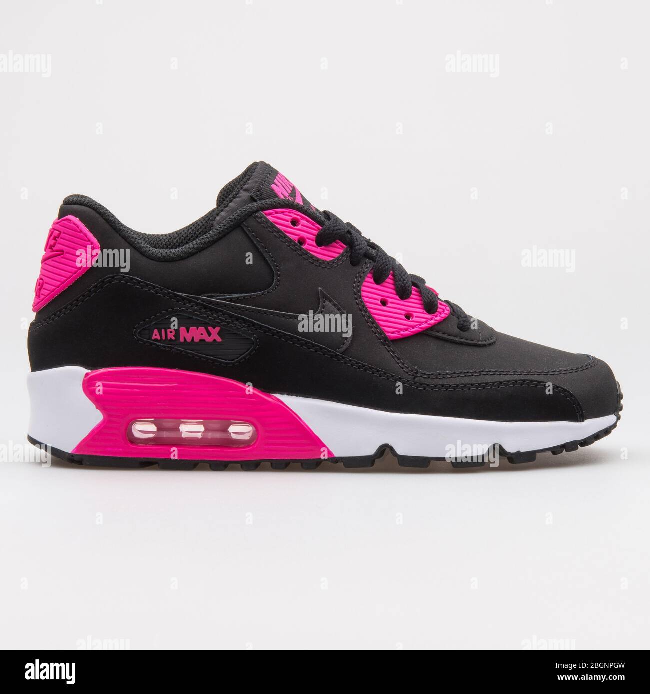 VIENNA, AUSTRIA - AUGUST 22, 2017: Nike Air Max 90 Leather black, pink and  white sneaker on white background Stock Photo - Alamy