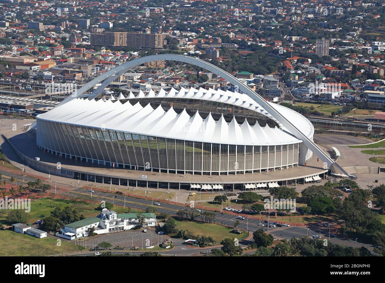 Aerial view of Moses Mabhida Stadium Stock Photo