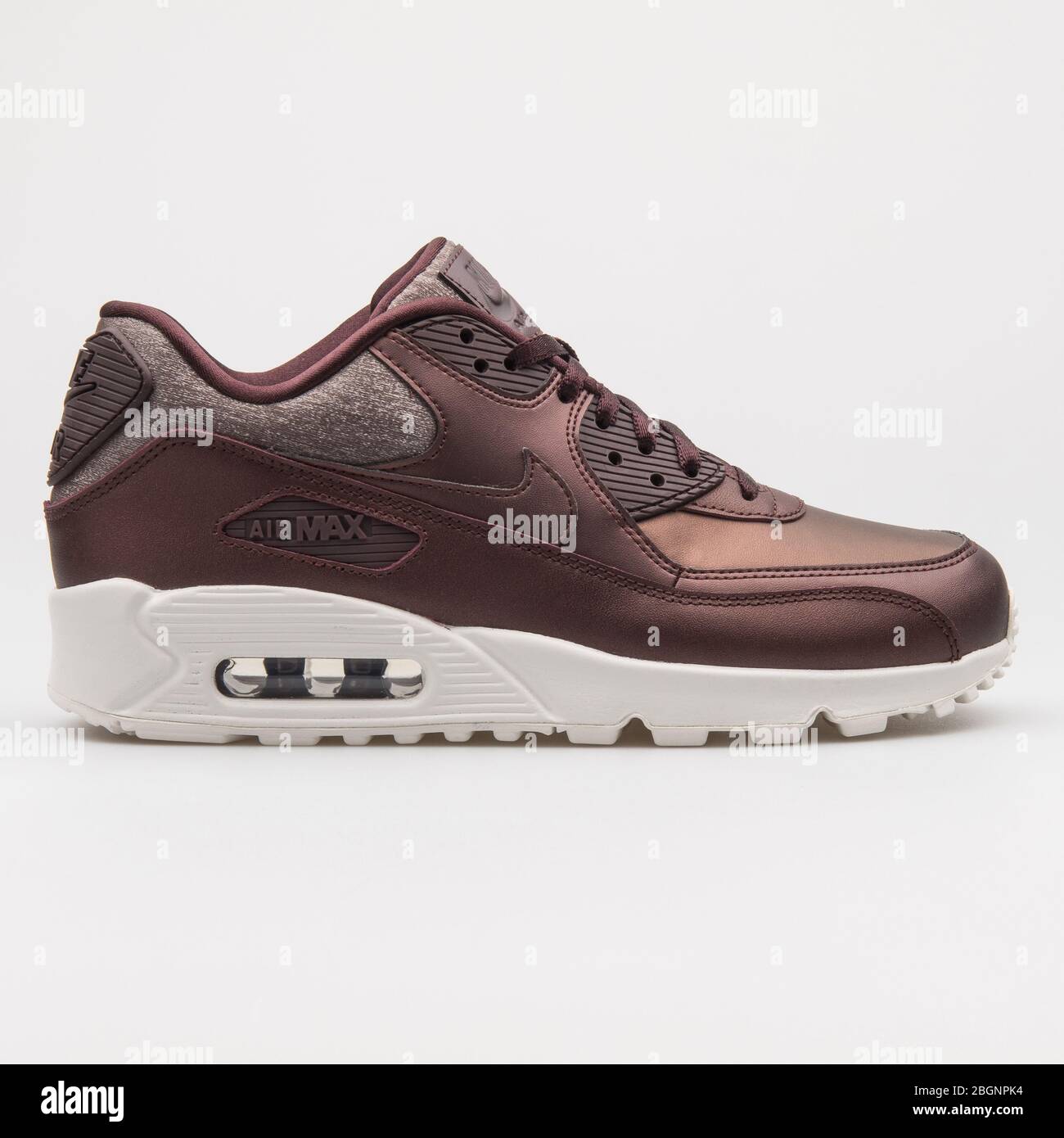 VIENNA, AUSTRIA - AUGUST 22, 2017: Nike Air Max 90 Premium metallic burgundy  sneaker on white background Stock Photo - Alamy