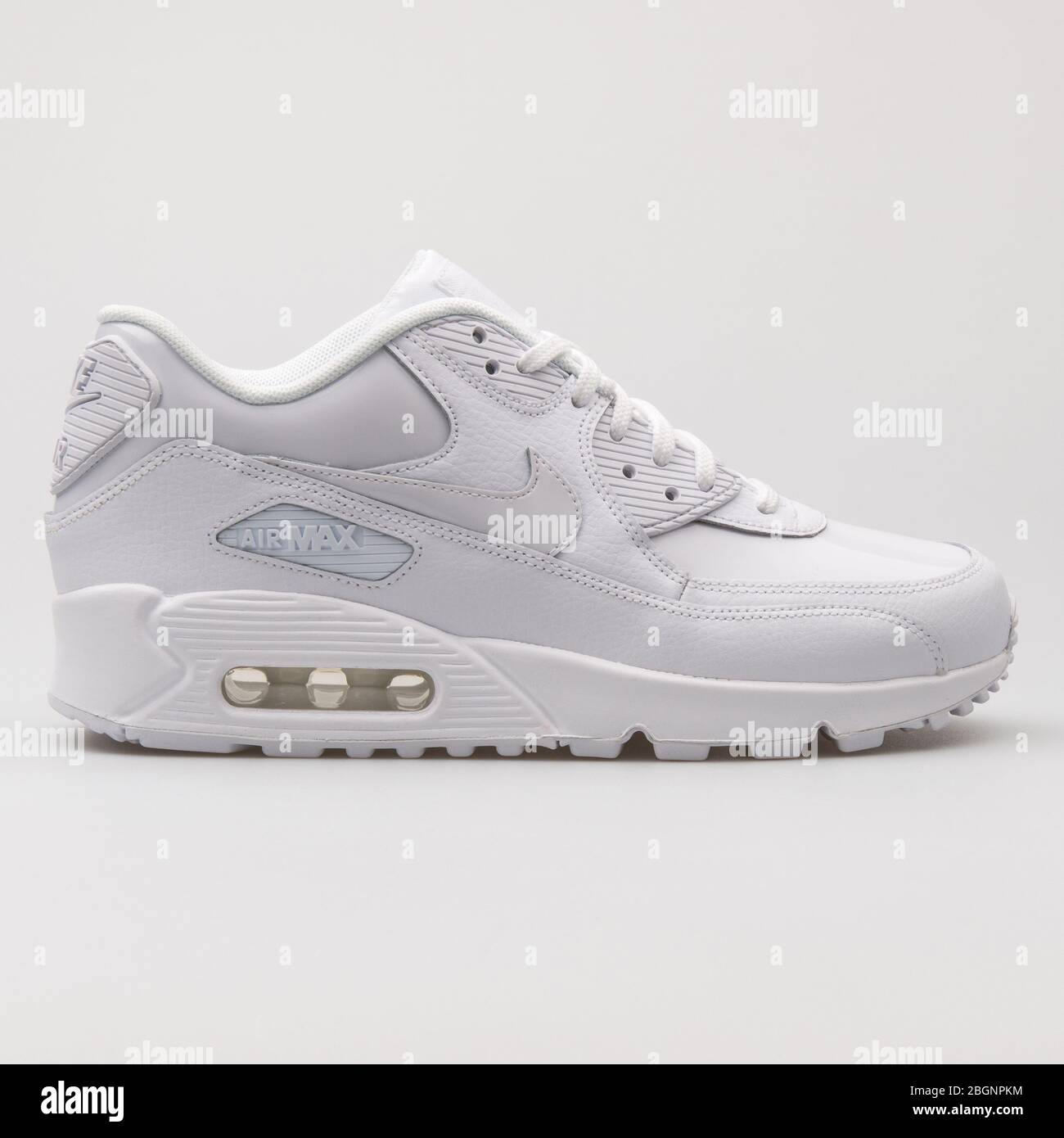 VIENNA, AUSTRIA - AUGUST 22, 2017: Nike Air Max 90 Leather white sneaker on  white background Stock Photo - Alamy