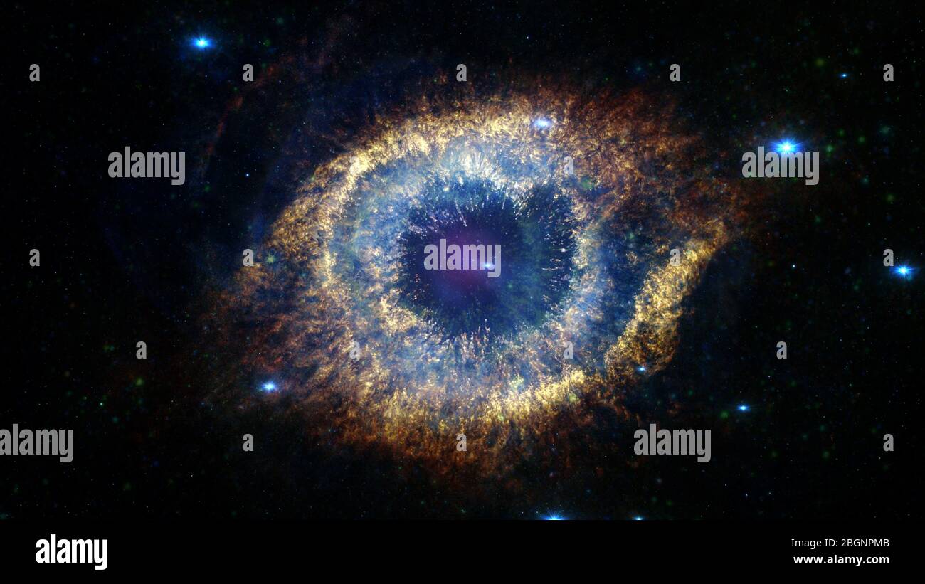 The Helix Nebula is a large planetary nebula located in the constellation Aquarius. Elements of this image furnished by NASA. Stock Photo