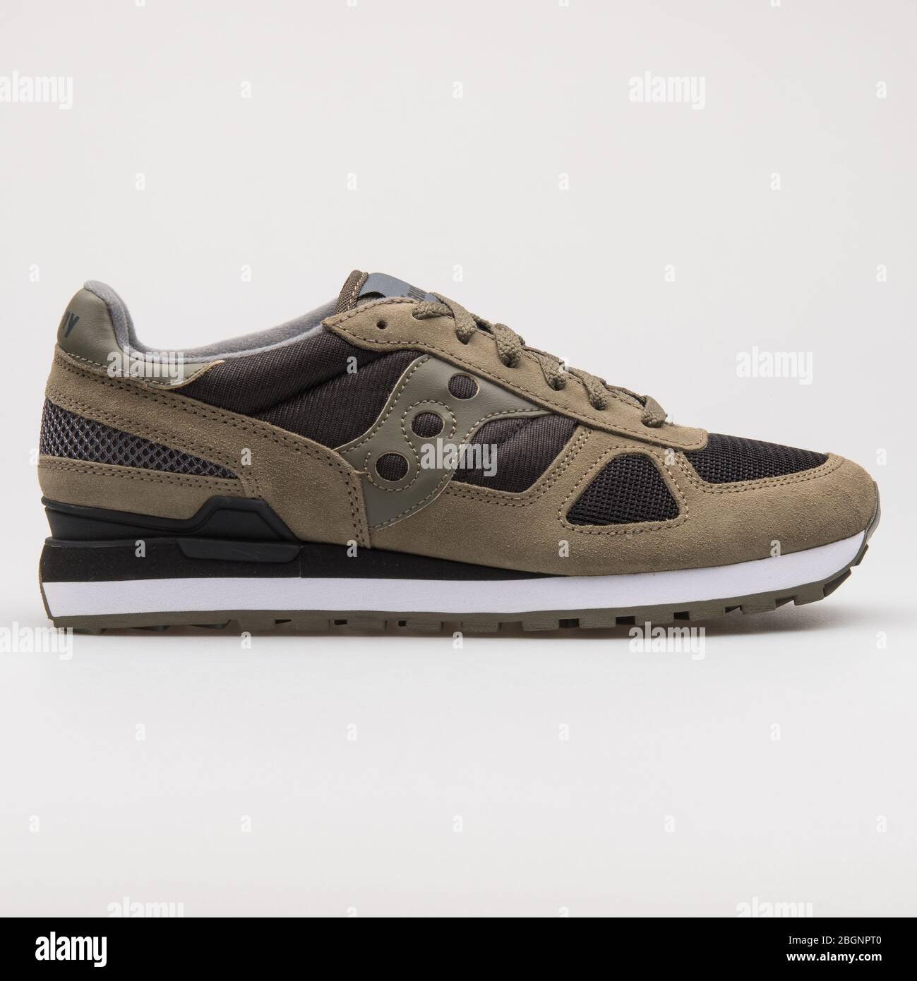 VIENNA, AUSTRIA - AUGUST 22, 2017: Saucony Shadow Original olive green and  black sneaker on white background Stock Photo - Alamy