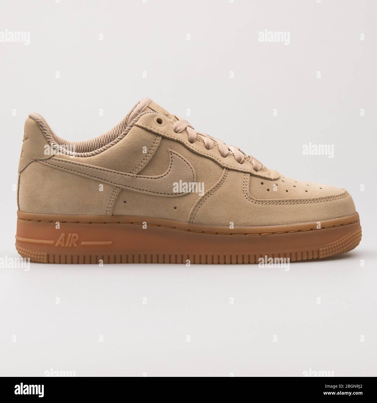 VIENNA, AUSTRIA - AUGUST 24, 2017: Nike Air Force 1 07 Suede khaki sneaker  on white background Stock Photo - Alamy