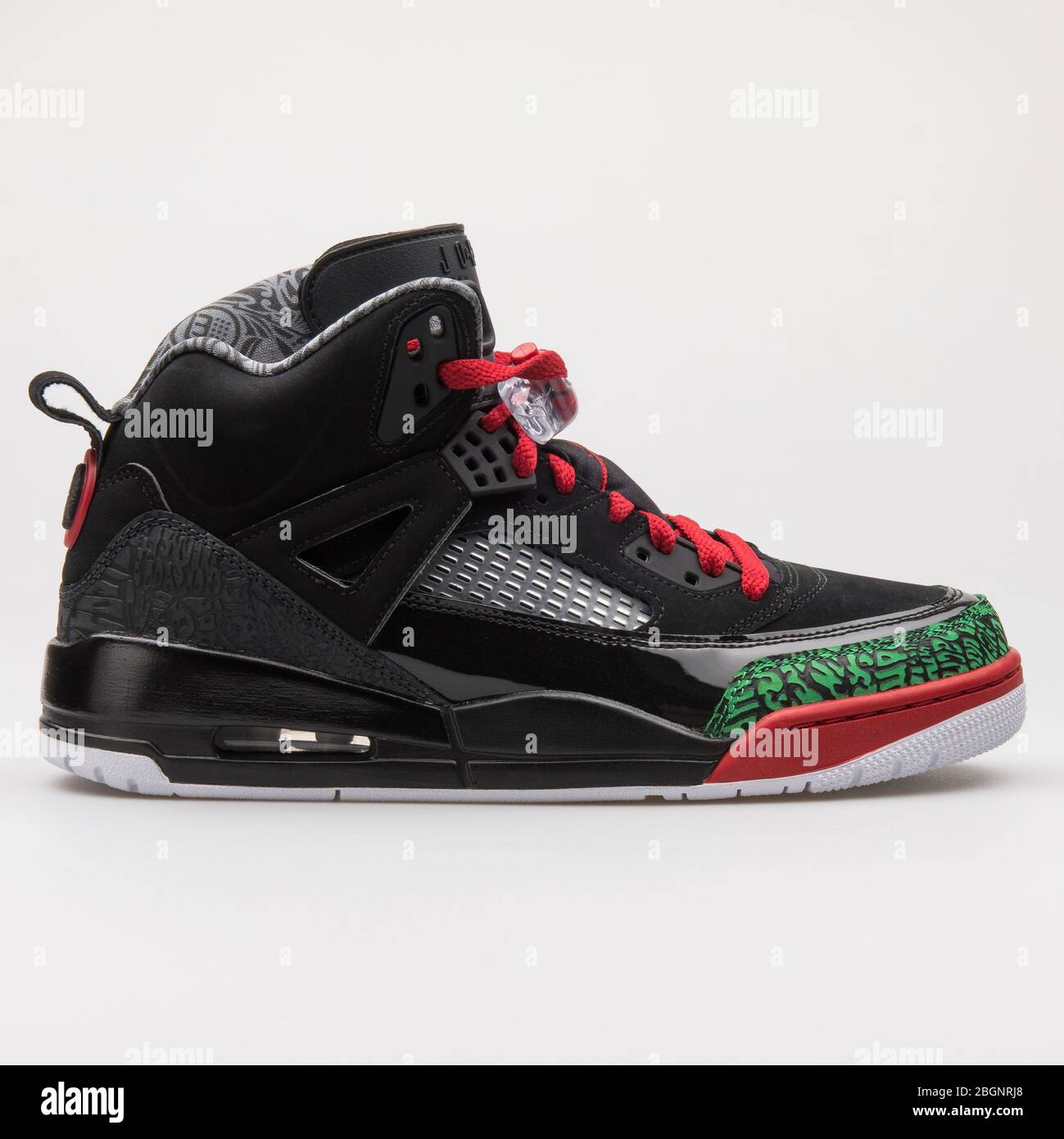 VIENNA, AUSTRIA - AUGUST 24, 2017: Nike Air Jordan Spizike black, green and  red sneaker on white background Stock Photo - Alamy