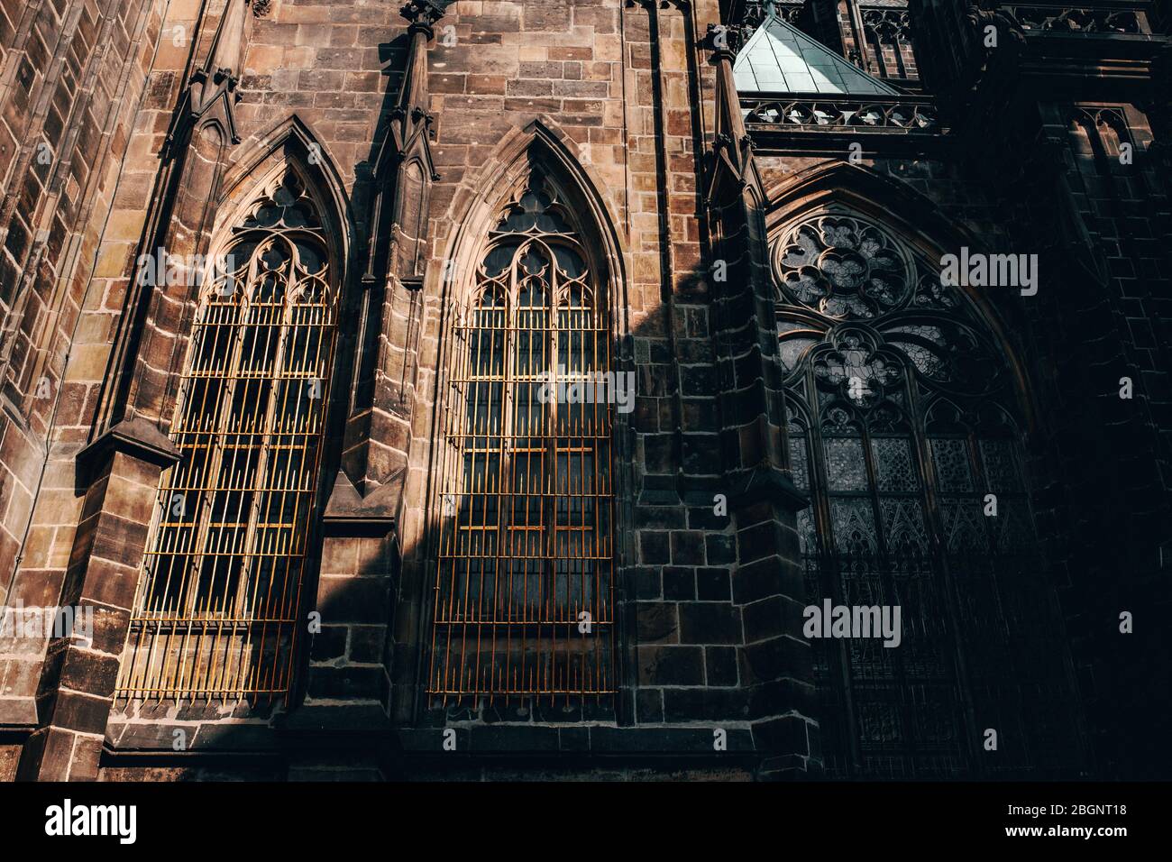 Gorgeous view of Gothic capel  cathedral , Monument of German Roman  Catholicism Neogothic architecture .the Catholic St. Vitus, Wenceslas and Adalber Stock Photo