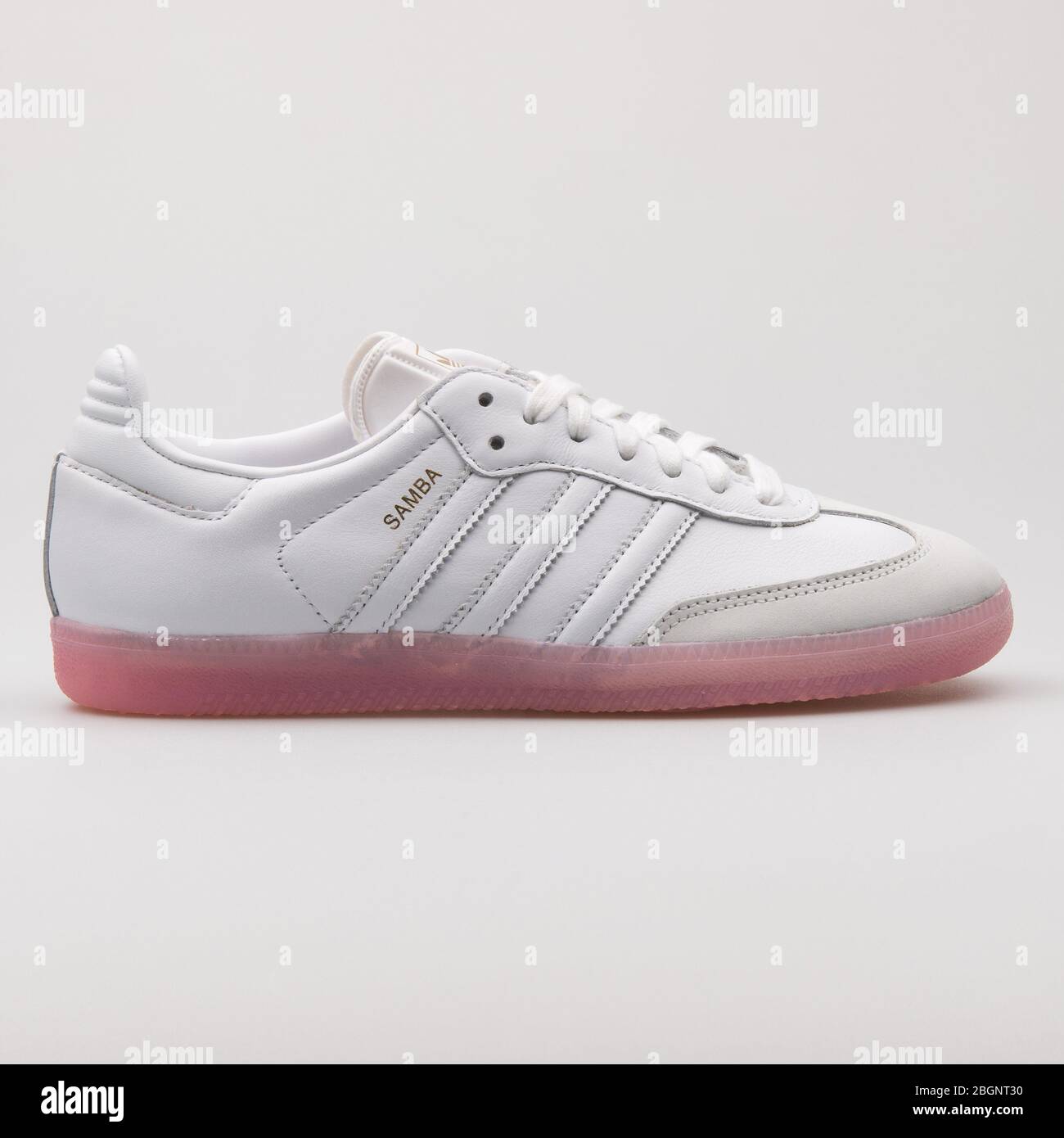 VIENNA, AUSTRIA - AUGUST 24, 2017: Adidas Samba white and pink sneaker on  white background Stock Photo - Alamy