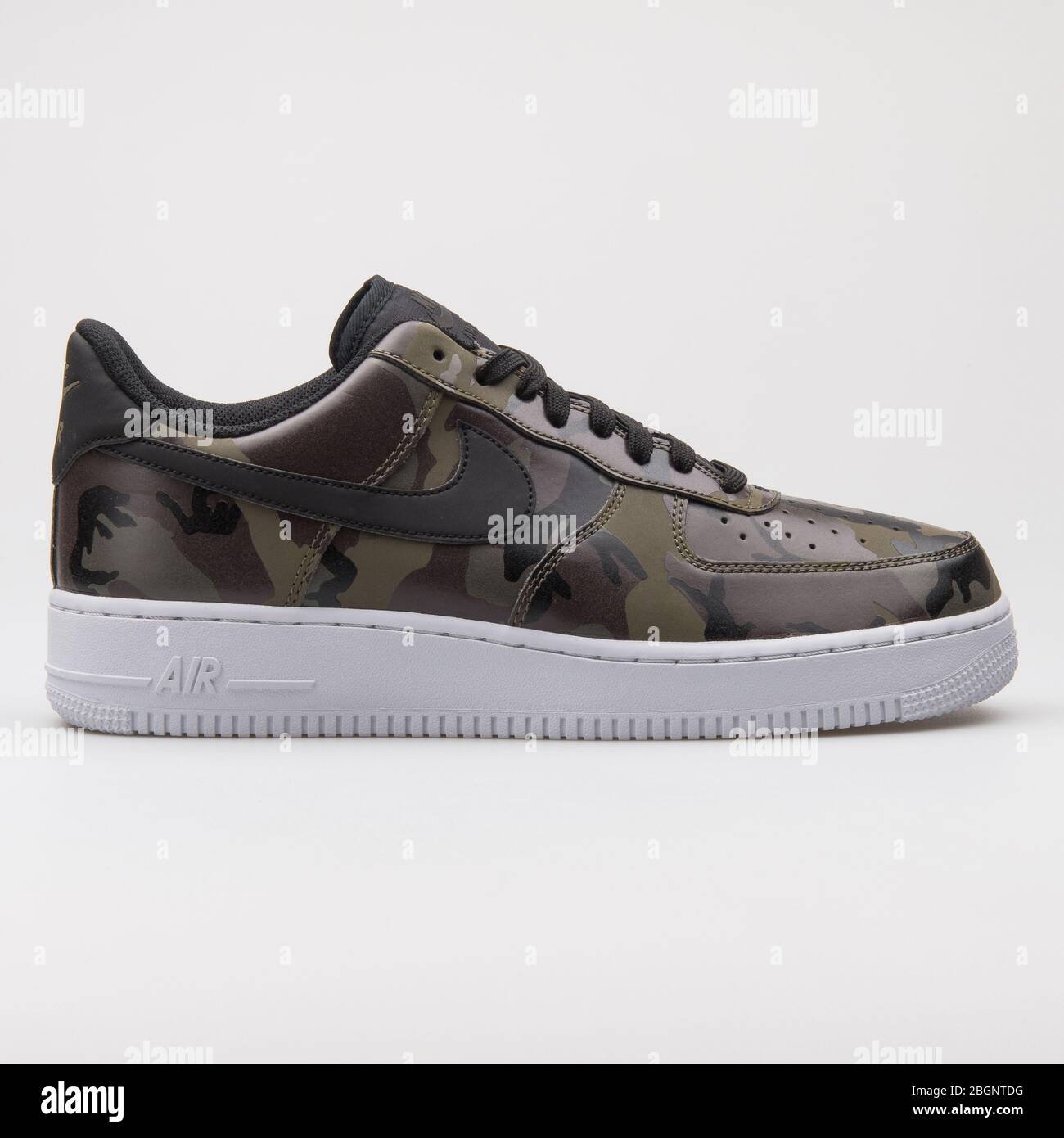 VIENNA, AUSTRIA - AUGUST 24, 2017: Nike Air Force 1 07 LV8 olive and black  camo sneaker on white background Stock Photo - Alamy