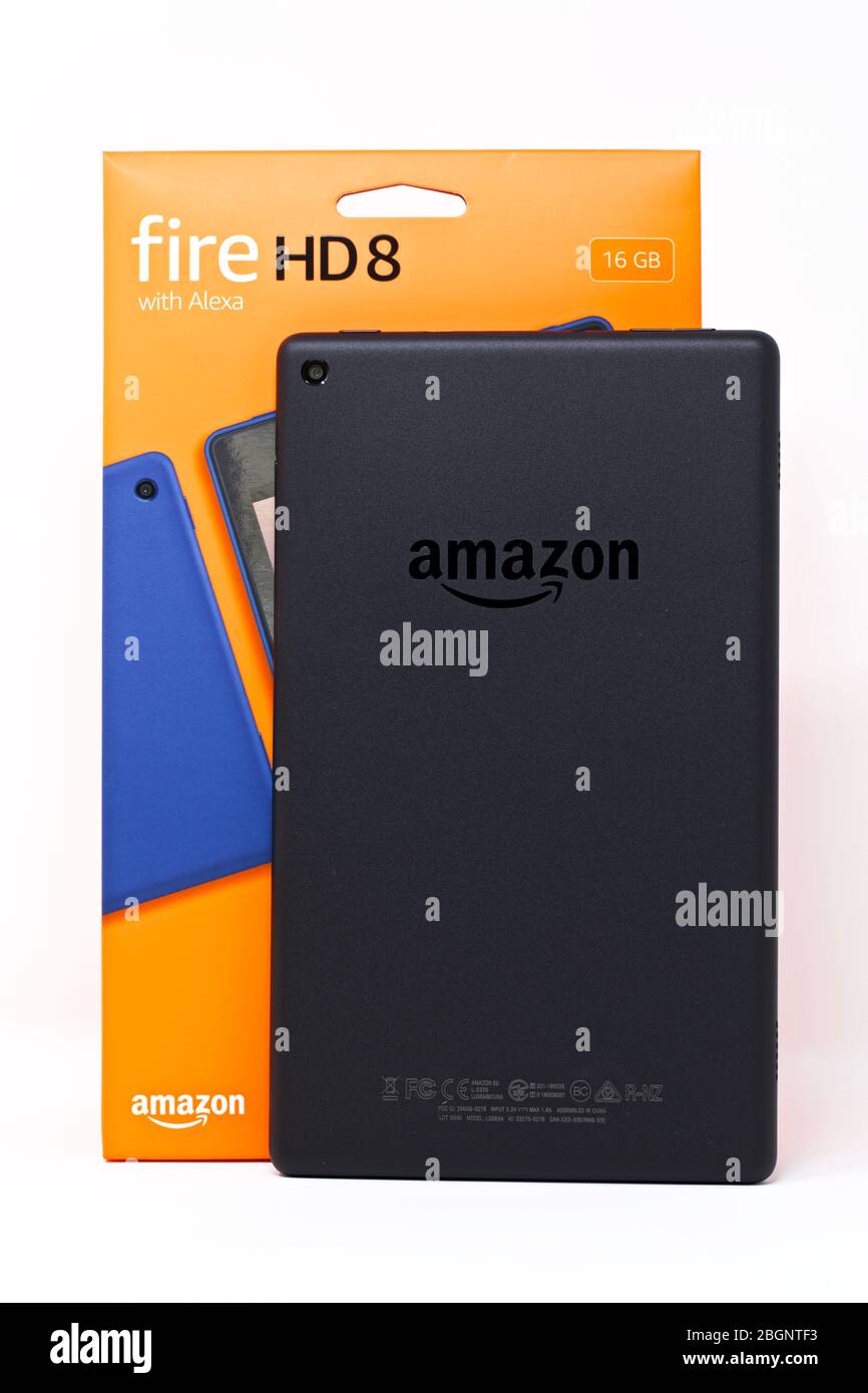Amazon fire HD 8 with Alexa Stock Photo