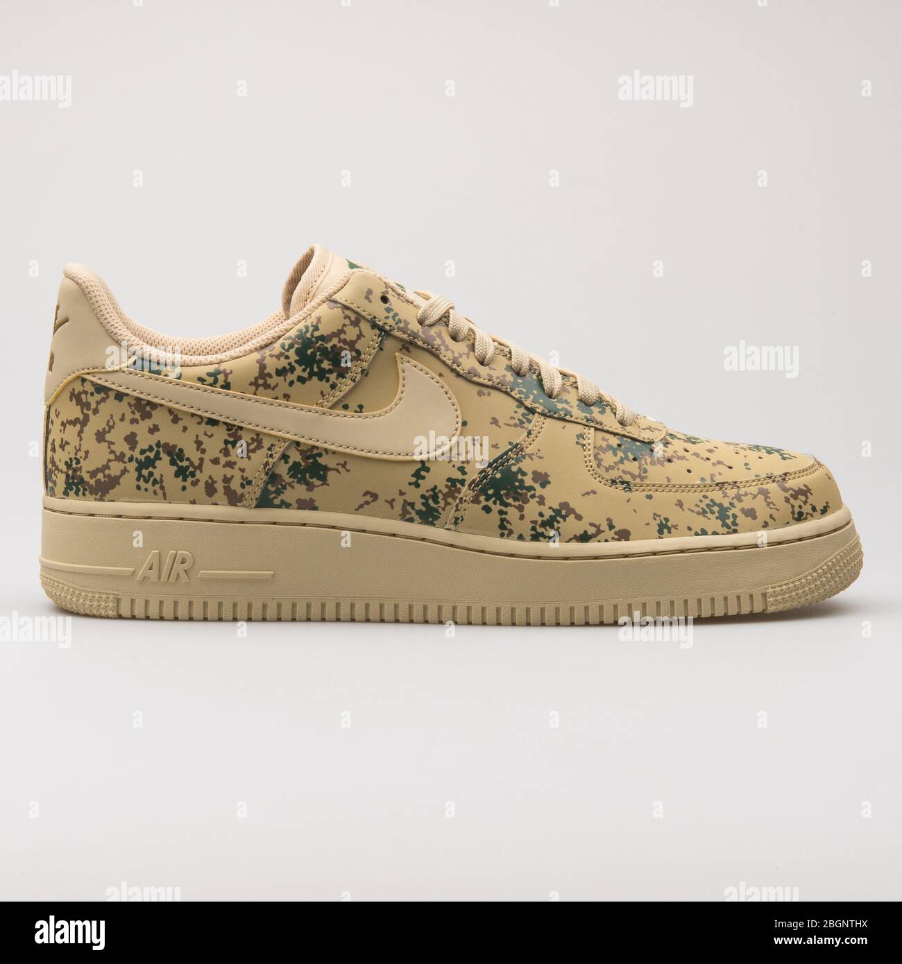VIENNA, AUSTRIA - AUGUST 24, 2017: Nike Air Force 1 07 LV8 beige camo  sneaker on white background Stock Photo - Alamy