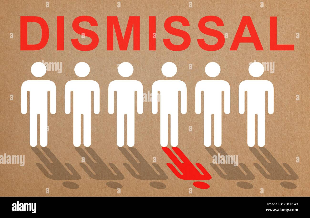 Dismissal concept. People cast shadows, one of them is red Stock Photo